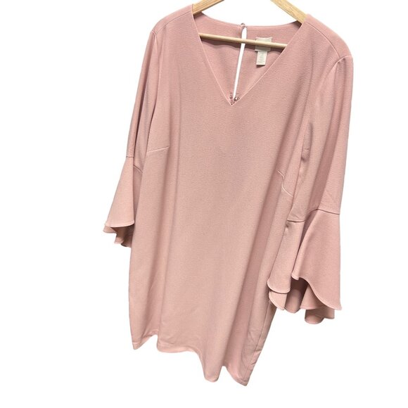 Chico's Pink Crepe Bell Sleeve Shift Dress - Picture 1 of 9